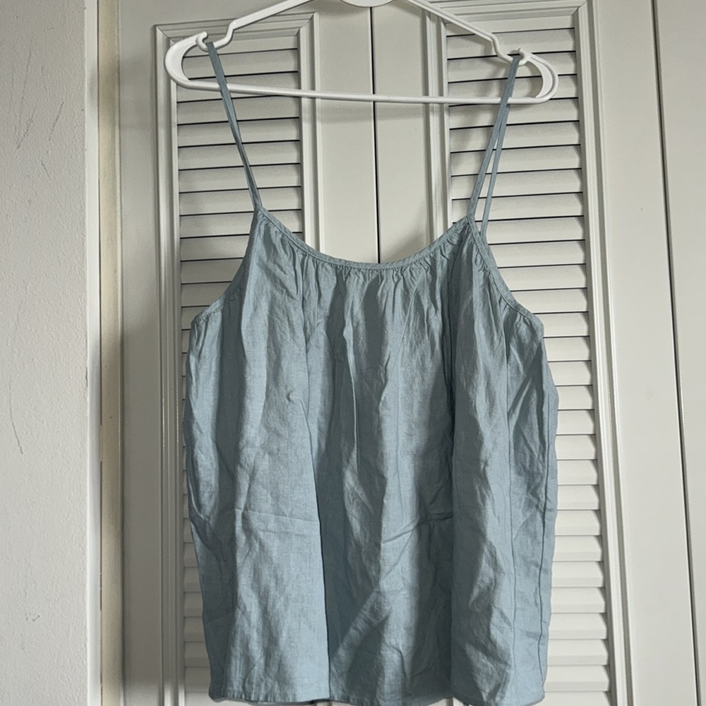 NWT linen cotton light blue drapey tank